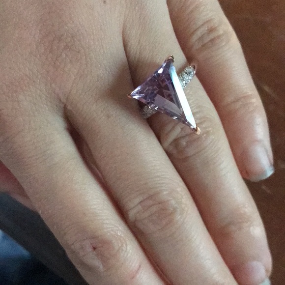 Rose De France Amethyst Rose Gold Sterling Silver Ring - Picture 4 of 12